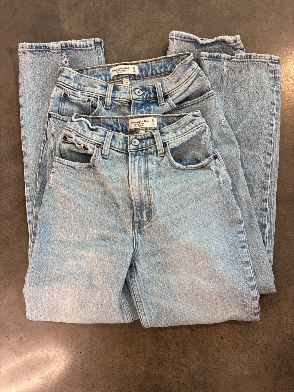 Abercrombie Fitch 90s Straight ultra high rise curve love light denim jeans set